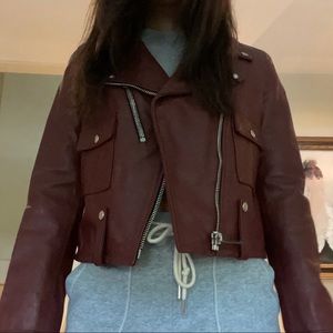 Golden goose red leather jacket